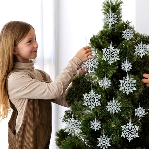 36pcs Iridescent Silver Christmas Snowflake Ornaments (36 Count)