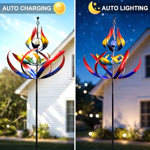 107" Large Solar Wind Spinner Outdoor Metal
