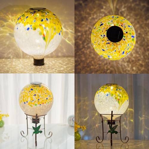 10" Diameter Solar Gazing Ball and 8.5" Metal Stand Yard Art