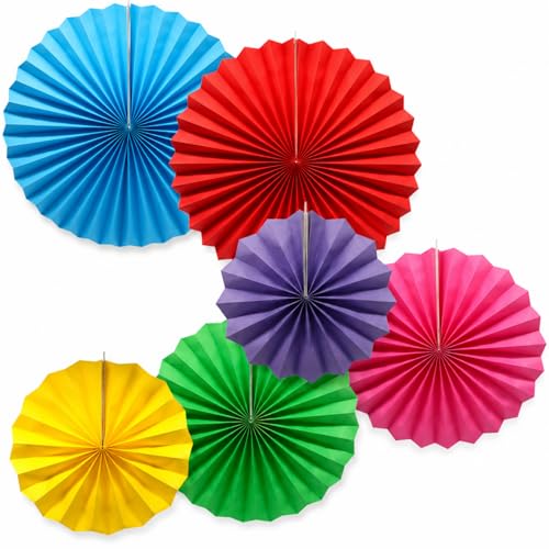 6 Pack Colorful Paper Fans