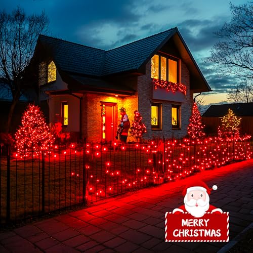 150 LED Connectable Red Christmas Lights Indoor Outdoor Waterproof (59 Foot)