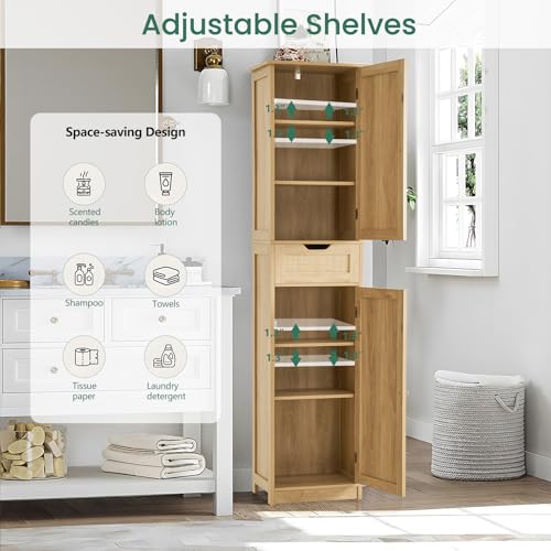 66.9" Tall Bathroom Storage Cabinet with 2 Doors & 1 Drawer