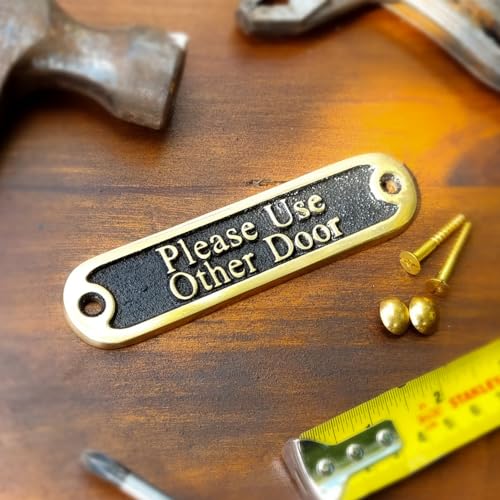 Please Use Other Door Brass Door Sign. Traditional Style Home Décor Wall Plaque Handmade By The Metal Foundry UK