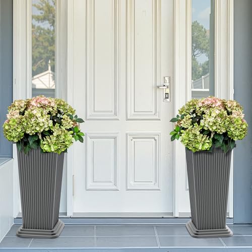 Set of 2 Tall Planters for Outdoor Plants (2 Count)