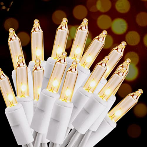 Christmas Lights 100 Count Mini Clear Lights 32ft White Wire Christmas Tree String Lights Set for Outdoor Indoor Christmas Decorations Wedding Valentines Day Decor (32 Foot)