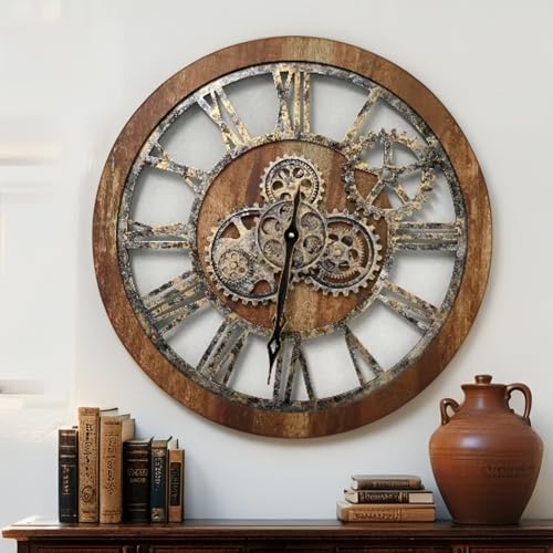 The Gears Clock The Original Real Moving Gear Wall Clock Vintage Industrial Oversized Rustic Farmhouse