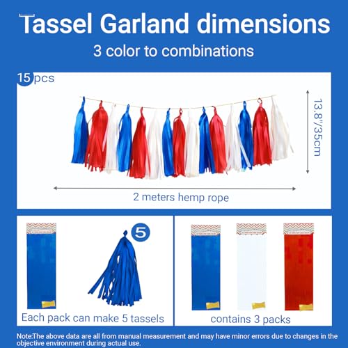 Red White Navy Paper Tassel (17.25 Foot)