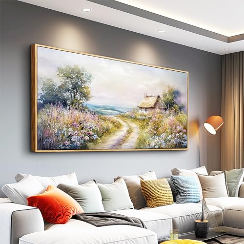 Wood Framed Canvas Wall Art For Living Room Wall Decor For Bedroom Office Wall Decoration Country Road Landscape Paintings Farmhouse Pictures Artwork Room Aesthetic Home Decor 20x40 In