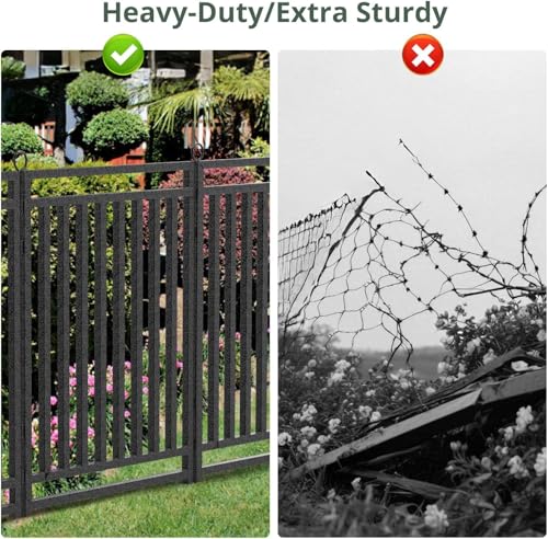 18ft (L) × 47in (H), 7 Panels & 1 Gate Garden Fence, Durable Outdoor Yard Barrier, Secure Garden Fencing, Weather-Resistant Fence for Privacy & Decoration, Black-Silver