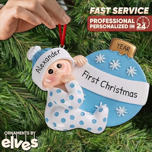 3D Personalized Babys First Christmas Ornament 2026 Boy