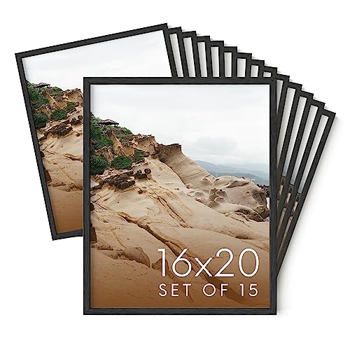 16x20 Black Oak Wood Picture Frames Set of 15