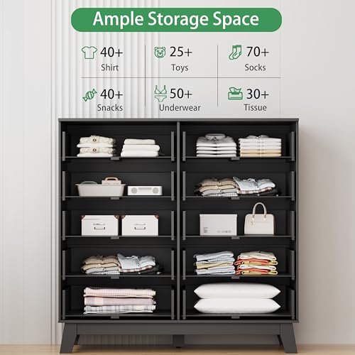 Fluted Dresser for Bedroom with 10 Drawers