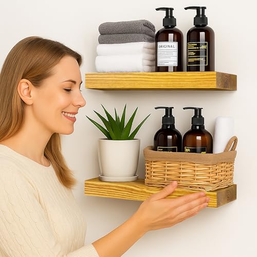 Wood Floating Shelves for Wall 12 inch Set of 2