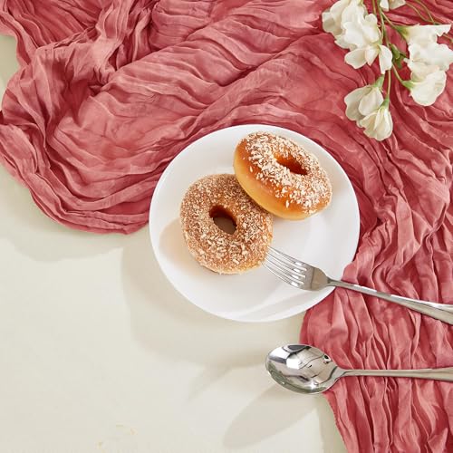 6 Pack Rose Cheesecloth Table Runner 35×120Inch Fall Boho Gauze Home Decor (21.12 Ounce)