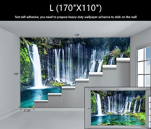 Wall Mural Waterfall Green Nature Lake Landscape Wallpaper Decor for Bathroom Living Room Bedroom