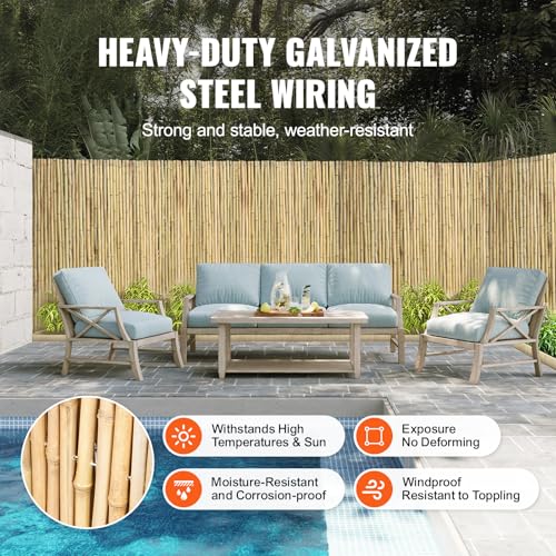 Natural Rolled Bamboo Fence (24 Sq Ft)