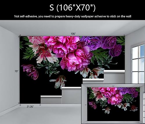 Purple Floral Wallpaper Peony Flower Wall Mural for Baby Bedroom (51.53 Sq Ft)