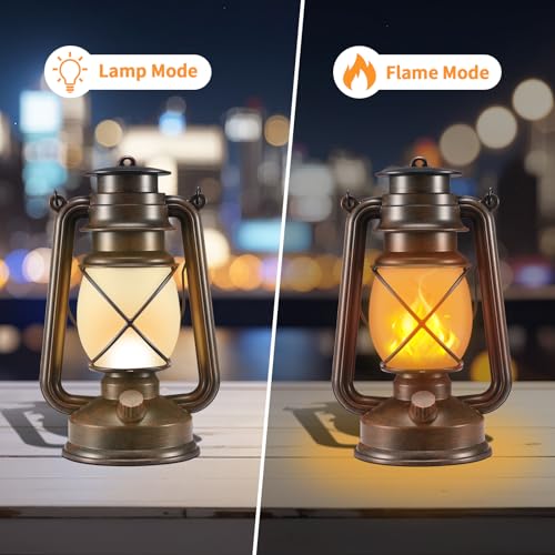 Outdoor Lanterns Waterproof Hanging Vintage LED Camping Lamps with Dancing Flame Non (2 Count)