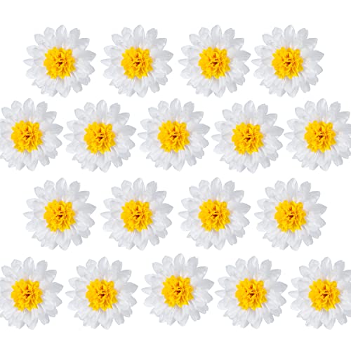 Daisy Flower Party Decorations White Tissue Pom Poms for Classroom Baby Shower Wedding Birthday Party Backdrop Home Decoration (18 Count)