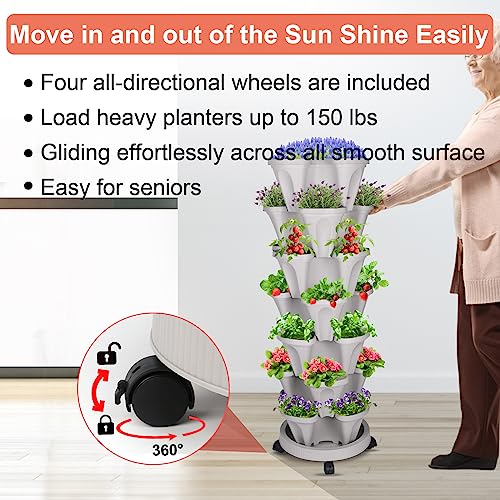 Stackable Planter with Removable Wheels and Tools
