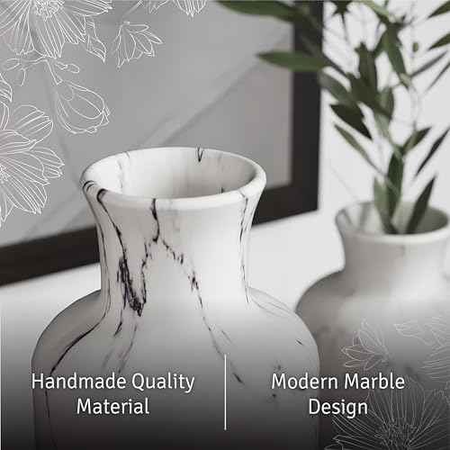 White Marble Look Vases Home Decor (3 Count)