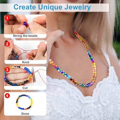 About 1200pcs 6mm Crack Glass Beads Oceanic Blue Bracelet Making Kit (1200 Count)