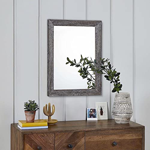 Wall Mirror with Rectangle Wood Frame Rustic Decorative Hanging Mirrors for Bedroom Bathroom Living Room Home Office Small