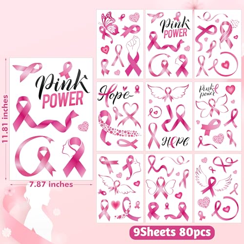 9 Sheets Breast Cancer Awareness Window Clings (9 Count)