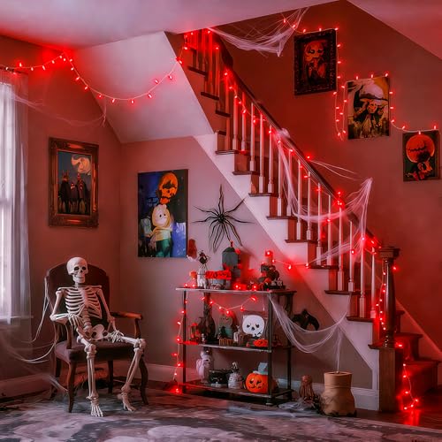 Connectable 33ft 100 LED Red Halloween String Lights Clear Wire (33 Foot)