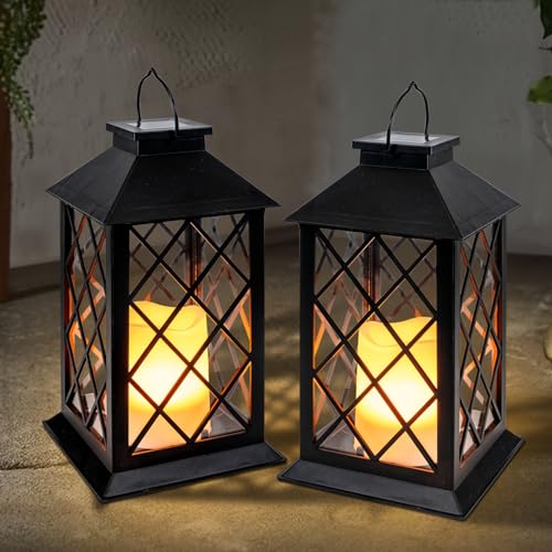 2 Pack 13'' Black Solar Lanterns