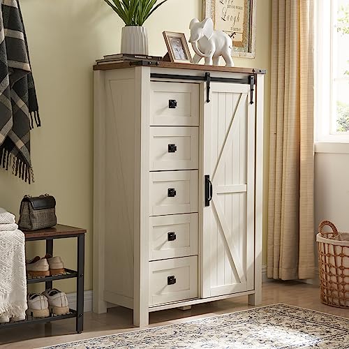 5 Drawers Dresser with Sliding Barn Doors