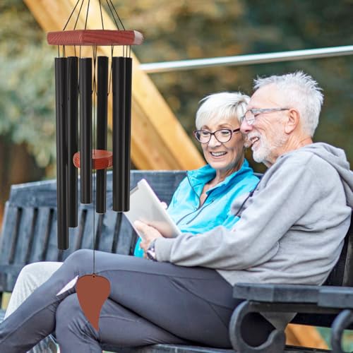 Memorial Wind Chimes for Outside 30 inch Black Sympathy Gift Decor Outdoor