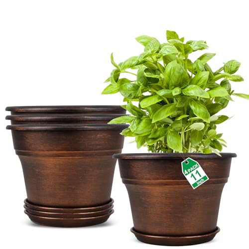 Plant Planters Pots Set of 4 Pack 11 Inch (4 Count)