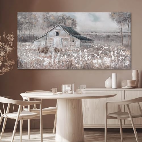 Landscape Canvas Wall Art Animal Photo Prints White and Brown Wall Hanging Decor 24"x48" Decorations for Bedroom Office Art
