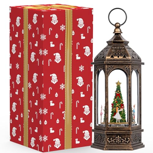 12.8'' Rotating Nutcracker Suite Scene Musical Lighted Christmas Tree Snow Globe Water Lantern with Swirling Glitter Decoration