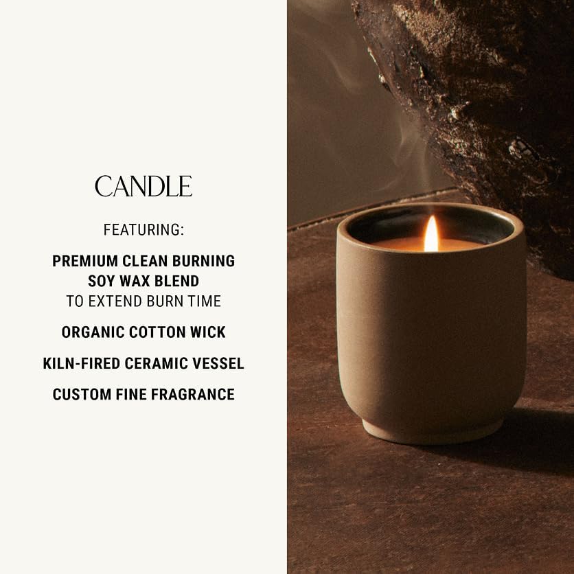 Homecourt Luxury Scented Candle, Mandarin Basile Scent, 60-Hour Burn Time, Soy Wax Blend, Organic Cotton Wick, Kiln-Fired Reusable Ceramic Vessel, 8 Oz - NestledHome