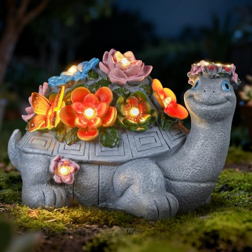 Large Solar Turtle Garden Statue