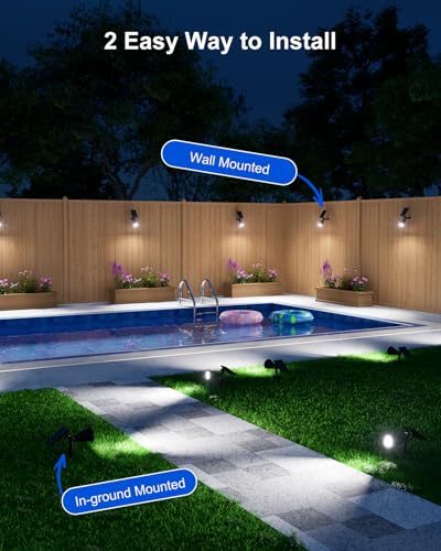 2 Pack Solar Spot Lights Outdoor Warm White LED Waterproof Landscape Lamp (2 Count)