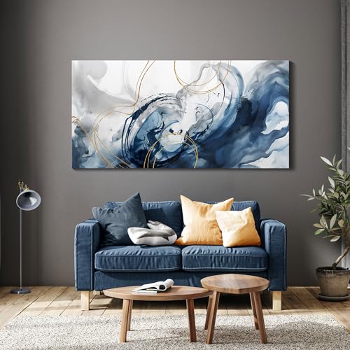 Blue Wall Art Large Canvas Art Wall Decor Abstract Wall Art Blue Modern Home Decor Office Wall Decor Home Decorations for Living Room Minimalist Bedroom Artwork 29×58IN