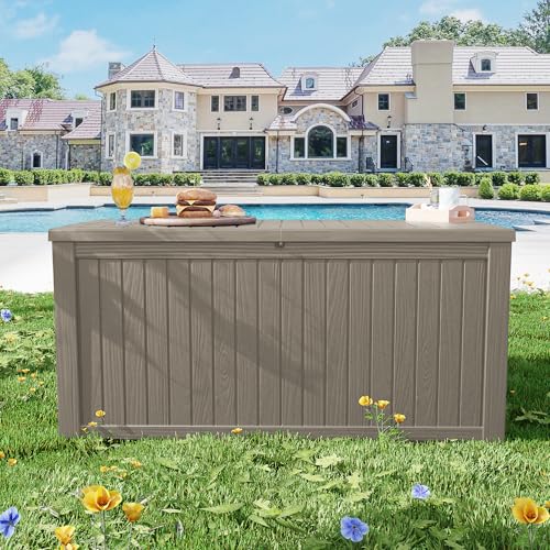 200 Gallon Outdoor Storage Box Waterproof Lockable Resin Deck Box Large