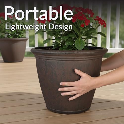 Sunnydaze Anjelica 15.25'' Large Plastic Planter Pot for Plants (4 Count)