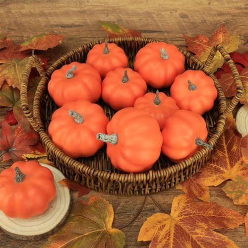 10Pcs Fake Pumpkins Fall Thanksgiving Decorations