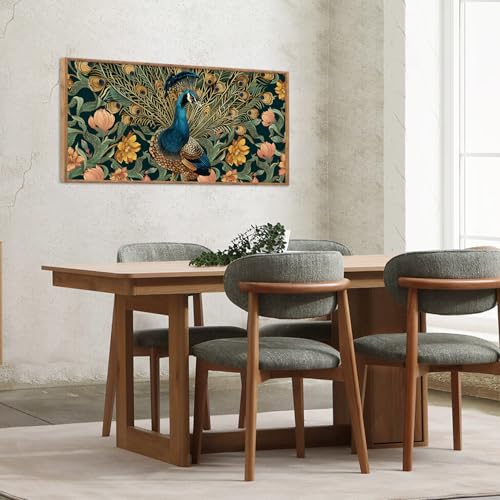 Boho Peacock Framed Canvas Wall Art