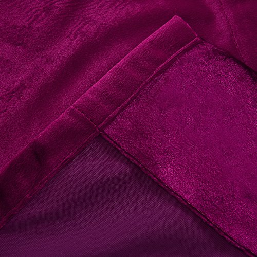 Super Soft Luxury Velvet Fushcia Room Darkening Blackout Curtain Panel Drapes Drapery 52 inch Wide by 108 inch Length with Grommet Fushcia