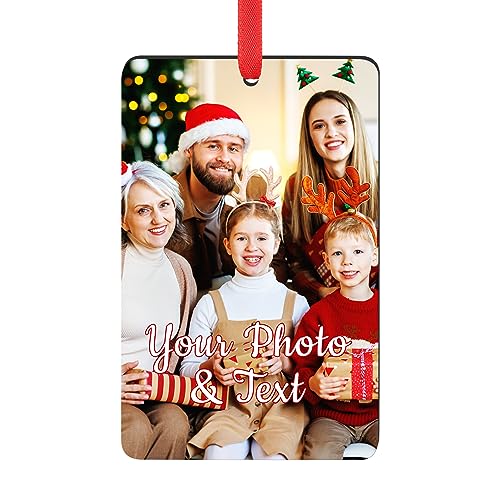 Personalized Christmas Ornaments 2025 Wood Custom Picture Text Hanging Ornament Customized Christmas Tree Decorations Keepsake Gift for Family Couples Xmas Tree Home Decor