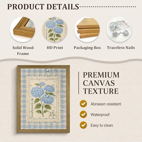 Framed Blue Hydrangea Canvas Wall Art