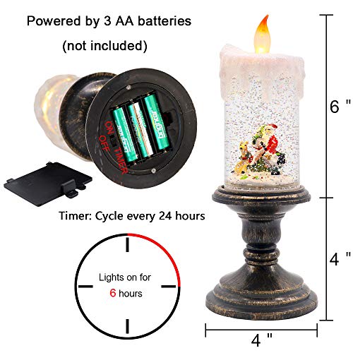 Santa Christmas Snow Globe Flameless Candle Battery Operated