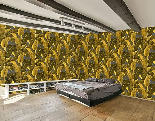 Vintage Gold Banana Leaf Bathroom wallpeper Living Room Bedroom Tropical Plant wall Mural