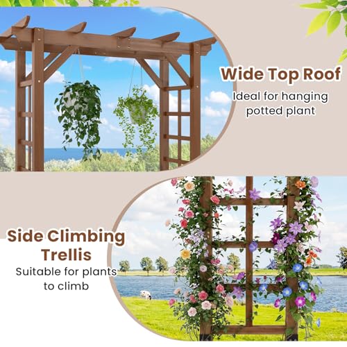 7FT Wood Garden Arbor Trellis