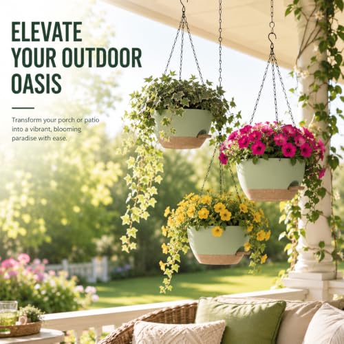 12 Inch Self Watering Hanging Planters 2 Pack (2 Count)